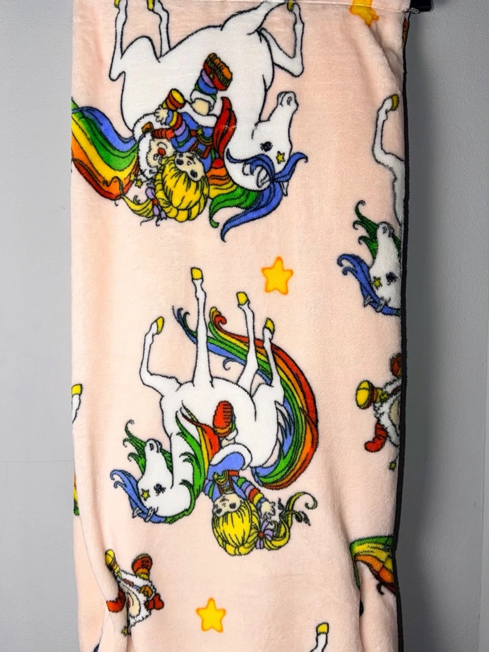 Rainbow Pink Unicorn Plush Throw Blanket with Multicolor Accents - Rainbow Brite